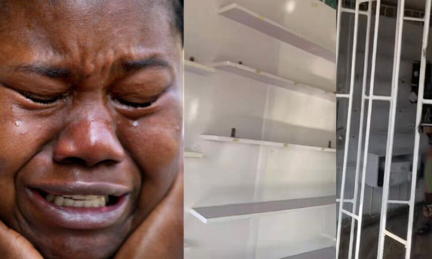 “I took a loan” – Woman breaks down in tears as thieves emptied her boutique just weeks after opening