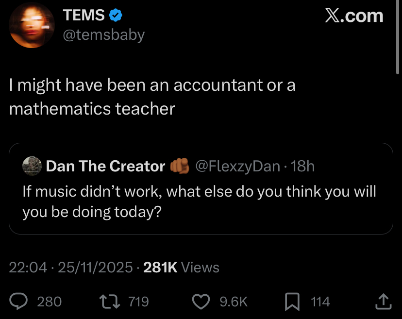 “I would have been a Mathematics teacher if not for music”