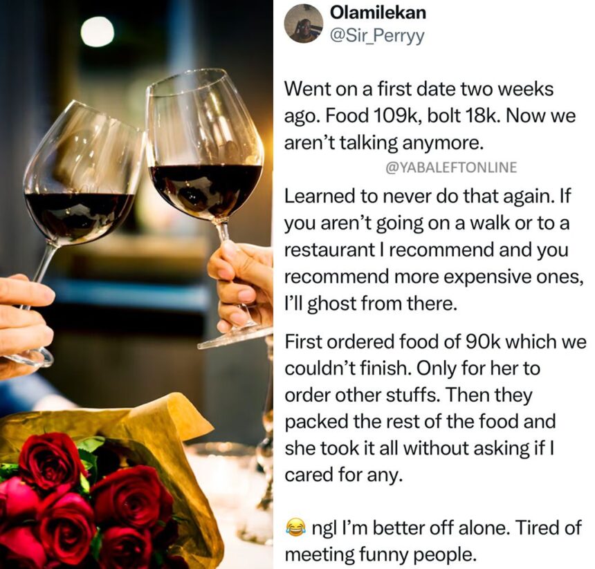 “I’m better off alone” – Man says after spending over 100K on a date that went nowhere