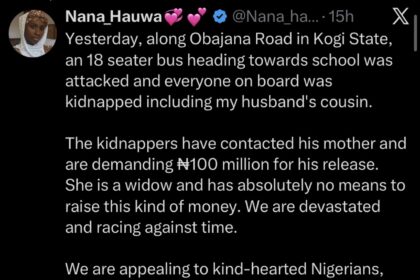 Lady cries out as bandits kidnap her cousin in Kogi while on his way to school