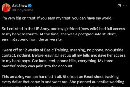 Man shares how his girlfriend earned his trust while he was in the US Army training