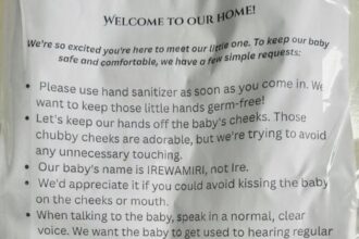 New parents’ rules for guests visiting their newborn spark conversation online