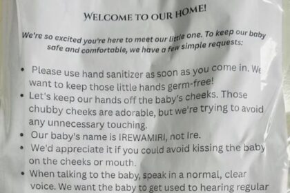 New parents’ rules for guests visiting their newborn spark conversation online