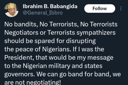 No bandits, terrorists, negotiators, sympathisers should be spared