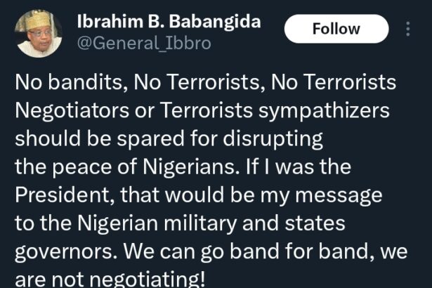 No bandits, terrorists, negotiators, sympathisers should be spared