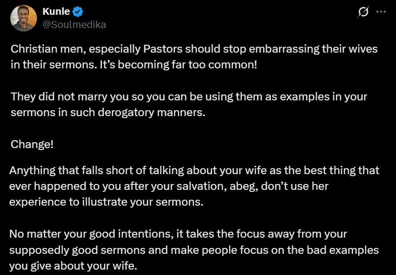 “Stop embarrassing your wives during Sermons!” – Nigerian missionary w@rns pastors