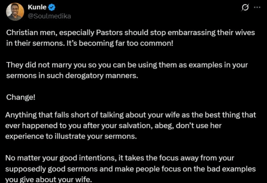 Stop embarrassing your wives in church!
