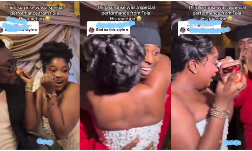Surprising moment as bride leaves husband to hug singer Fola at wedding [Video]