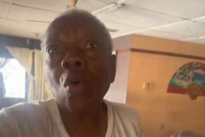 “Why didn’t you say who you are” – Drama as Grandma refuses to open the door for her grandson over insecurity concerns (VIDEO)
