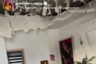 BBNaija star Queen Mercy grateful for life after the POP ceiling in her sitting room collapsed.