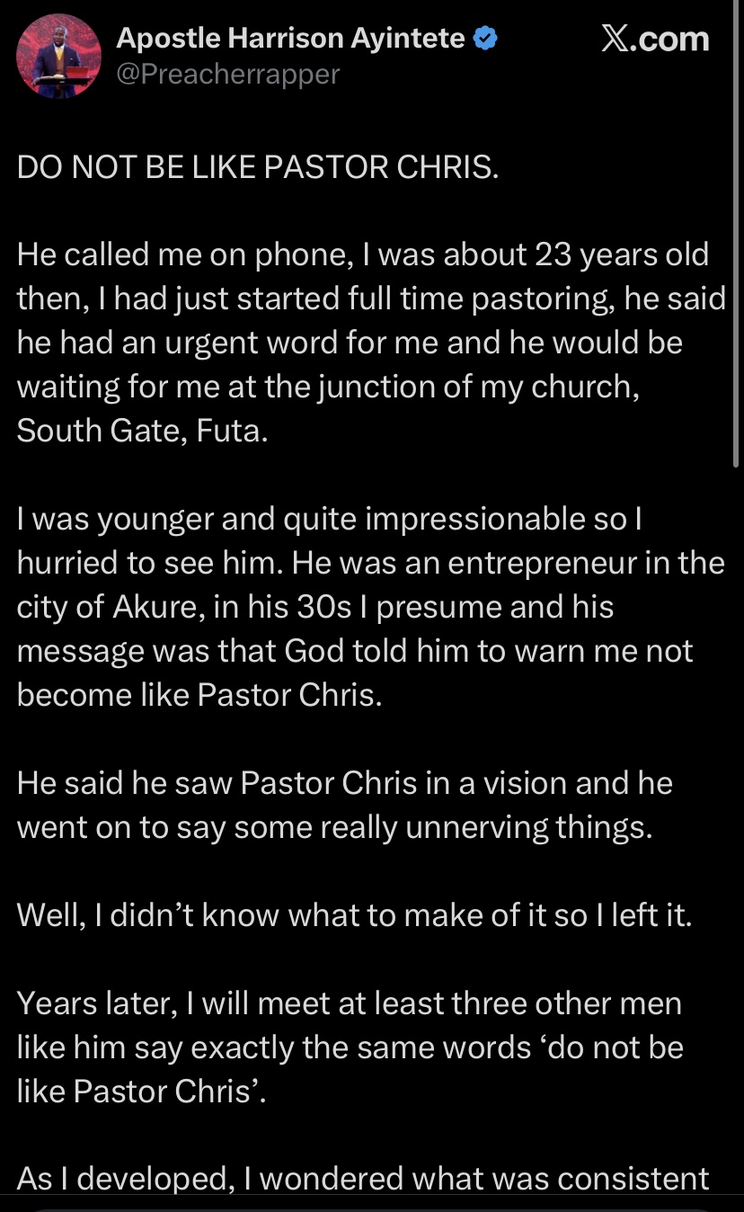 Chris Oyakhilome: “How I was warned not to be like him” – Apostle