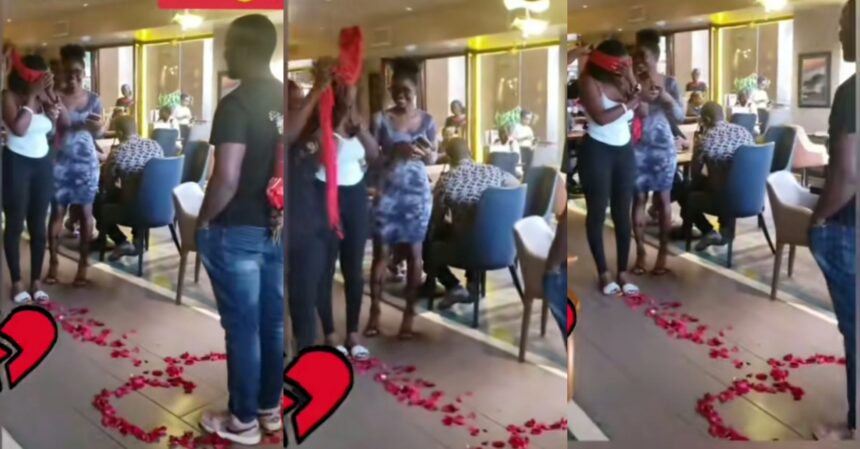 “Didn’t come out as expected”- Drama as lady rejects young man’s proposal in the presence of his mum