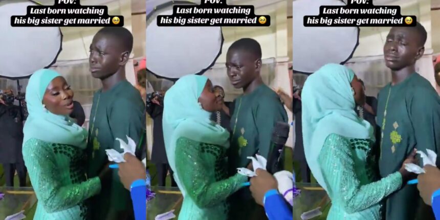 “Don’t go”– Last born cries uncontrollably as big sister gets married