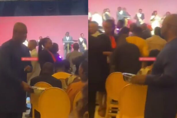 Former Senate President Pius Anyim spotted serving as usher in church