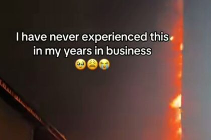 Great Nigeria Tower fire; “I’m just reaching”- Lady whose shop was affected issues warning to customers