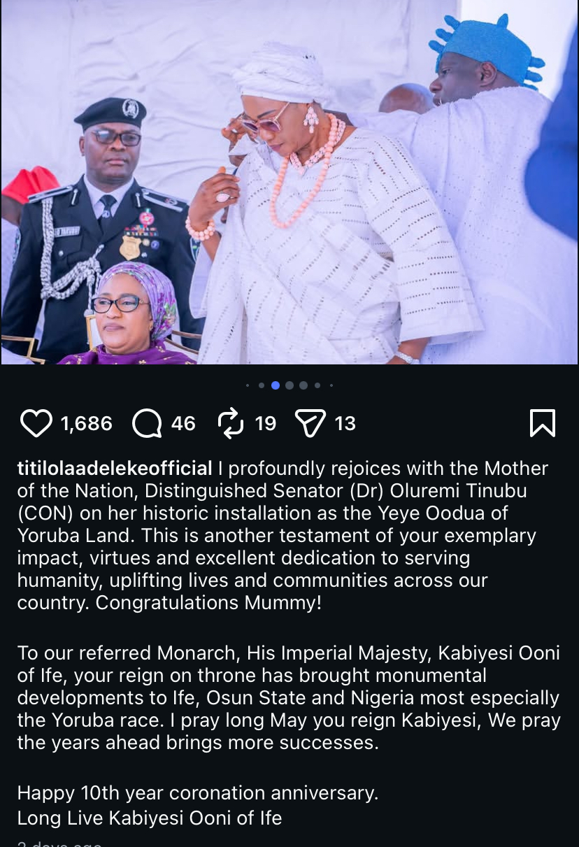 “I give you 5 mins” – Gov Adeleke’s wife sends ‘unexpected’ message to Remi Tinubu amid viral clash with husband