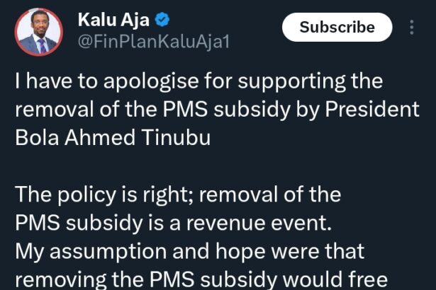 “I want to apologise for supporting removal of fuel subsidy by Tinubu” – Economist Aja
