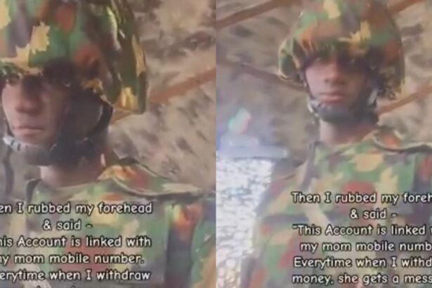 “I withdraw ₦7100 daily” – Nigerian soldier shares how he reassures his mom that he’s alive