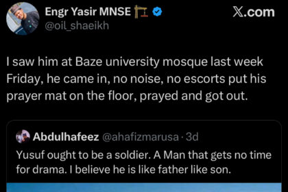 “Is he really like this?” – Man who sat right behind Buhari’s son at Mosque shares what surprised him