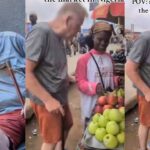 Lady leaves many Nigerian women envious as she takes German husband to market