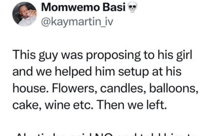 Lady rejects boyfriend’s proposal because nobody was recording