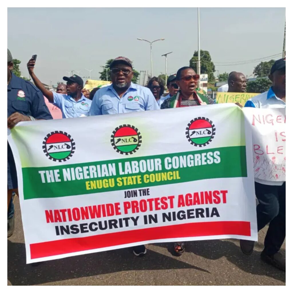 NLC protest against insecurity brings Enugu to a halt