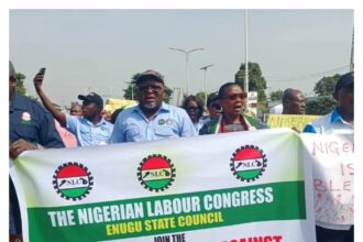 NLC protest against insecurity brings Enugu to a halt