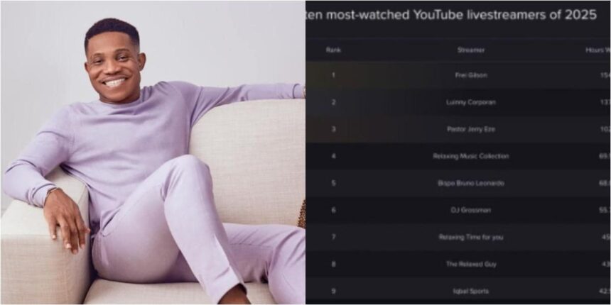 Pastor Jerry Eze reacts as he ranks among top 10 YouTube streamers in the World
