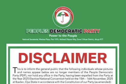 PDP announces expulsion of eleven senior figures at 2025 national convention