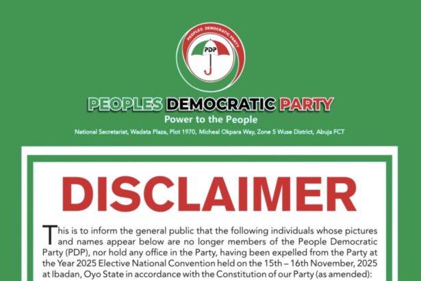 PDP announces expulsion of eleven senior figures at 2025 national convention
