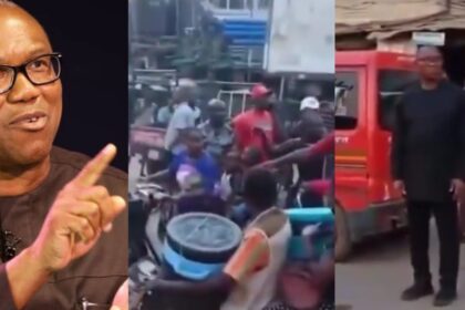 Peter Obi jumps out of car to directly traffic by himself at busy Anambra junction