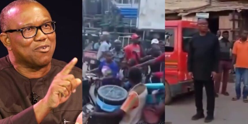 Peter Obi jumps out of car to directly traffic by himself at busy Anambra junction