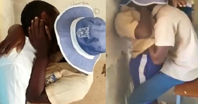 Secondary school students caught making out in classroom(video) - YabaLeftOnline