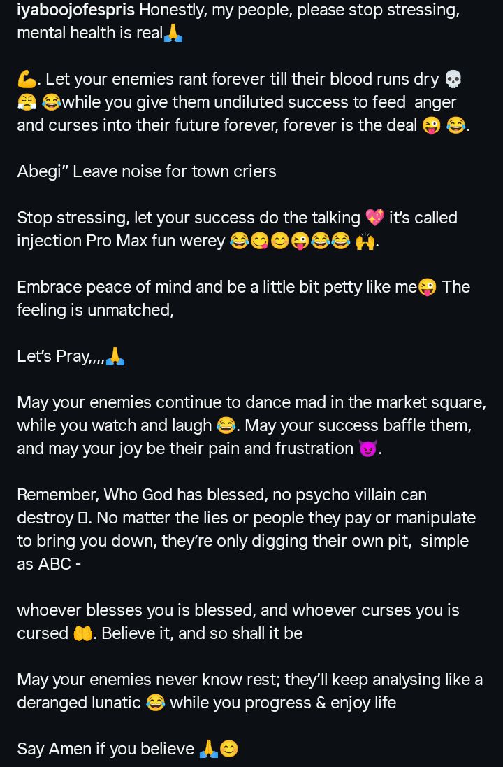 “Stop stressing, let your success do the talking” — Iyabo Ojo advises fans