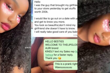 “This is a prank” – Businesswoman shares unusual message from male customer who spent 200k at her store with his girlfriend