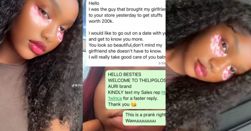 “This is a prank” – Businesswoman shares unusual message from male customer who spent 200k at her store with his girlfriend