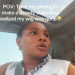“This is a sign”- Lady in tears as wig goes missing on her head without noticing