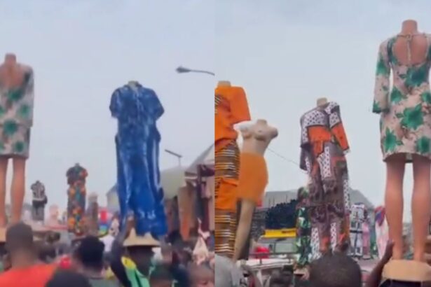Traders carry mannequins on their heads to boost Christmas sales in Aba