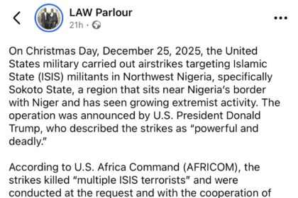 “Why Trump chose Sokoto as first location to bomb ISIS terrorists” – Lawyer