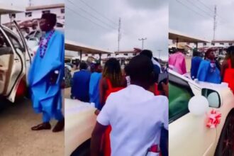 Drama as man halts bride’s convoy, claims she promised to marry him two weeks ago