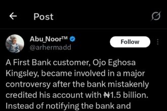 “Instead of…..”- Man reportedly credited ₦1.5billion by First Bank, chooses 1-year imprisonment over refunding entire money