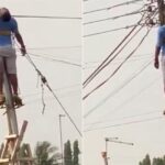 Young man electrocuted while working on power line