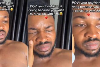 Man breaks down in tears after girlfriend announces breakup