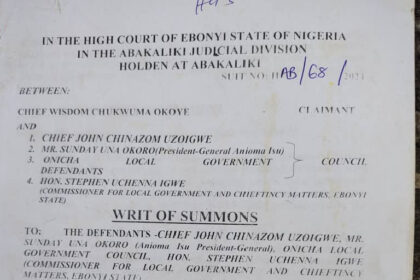 Court battle erupts over Anioma traditional stool in Ebonyi community