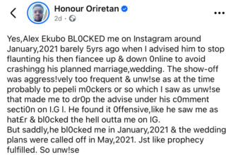 “I sensed death” – Man who was blocked by Alex Ekubo for advising him in 2021 speaks after actor’s death