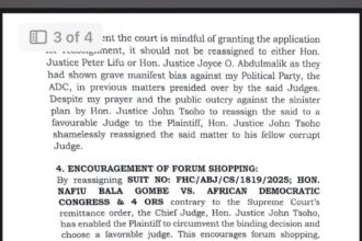ADC petitions NJC, seeks probe of Justices Tsoho, Lifu over Nafiu Gombe case