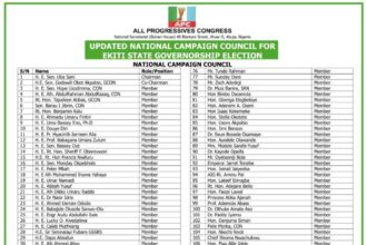 APC releases updated campaign committees for Ekiti gov’ship election