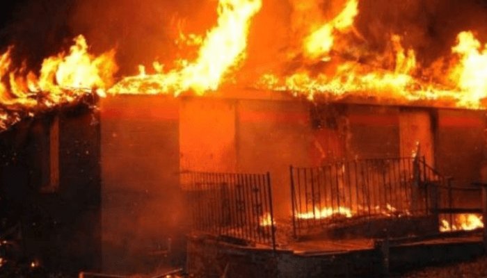 Four vehicles, properties worth millions of razed as fire ravages mechanic workshop, residential building in Oyo