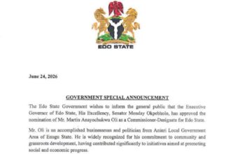 Okpebholo nominates Enugu-born Martin Oli as Commissioner in Edo