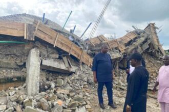 Rivers: Fubara visits site of collapsed building [PHOTO]